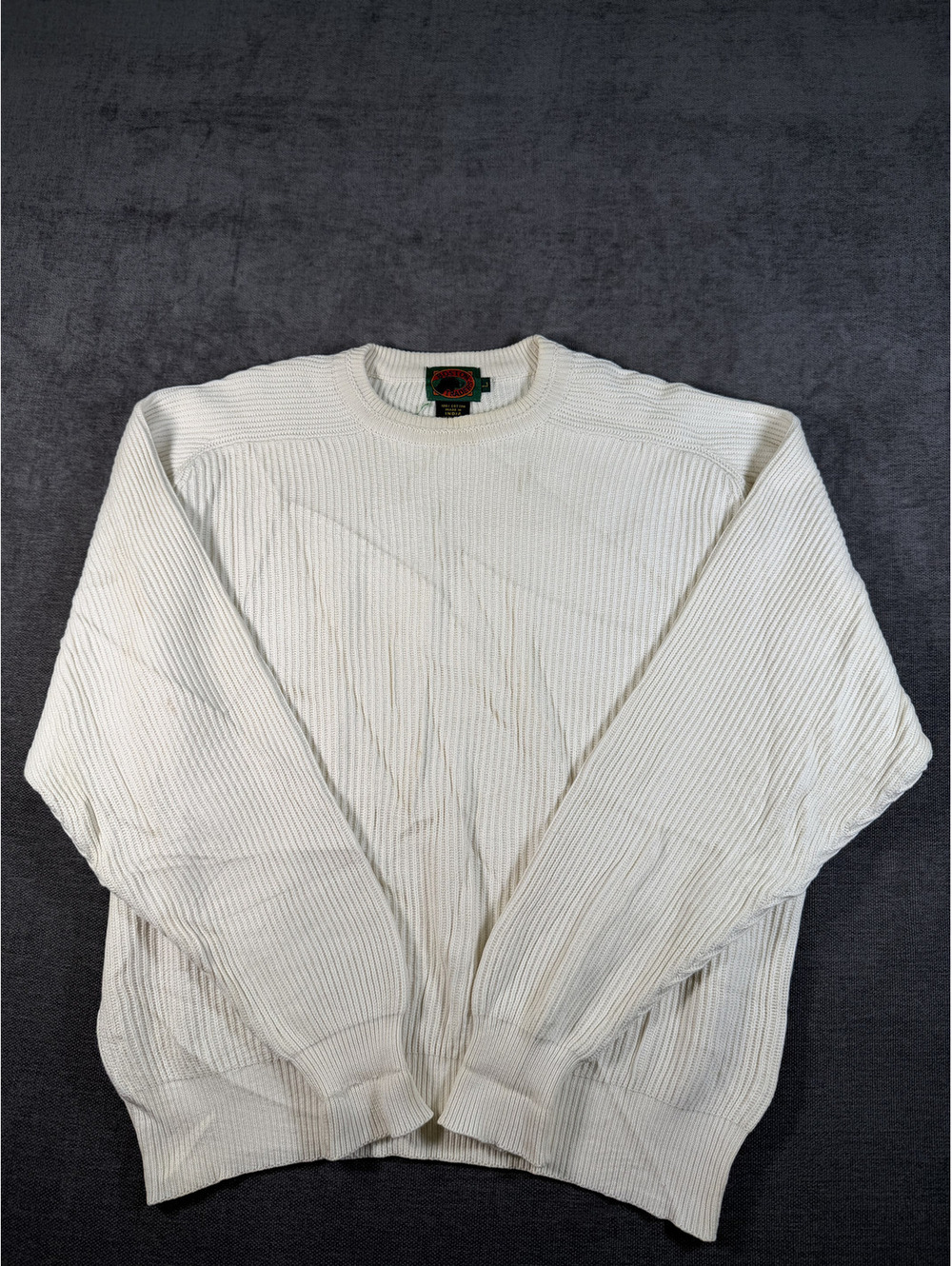 Boston Traders Cream Ribbed Cotton Sweater Size Large